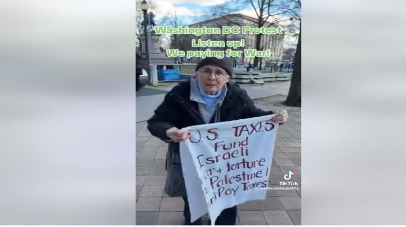 سيدة أمريكية لإدارة بايدن: لا تدعموا إسرائيل من ضرائبنا (فيديو)